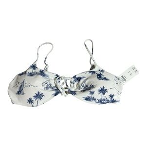 Hollister White and Blue Bikini Top